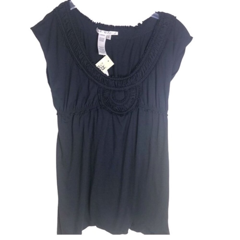 Max Studio NEW Smocking Top Tunic Stretch Ruched Elastic Waist Drapey Cotton XL